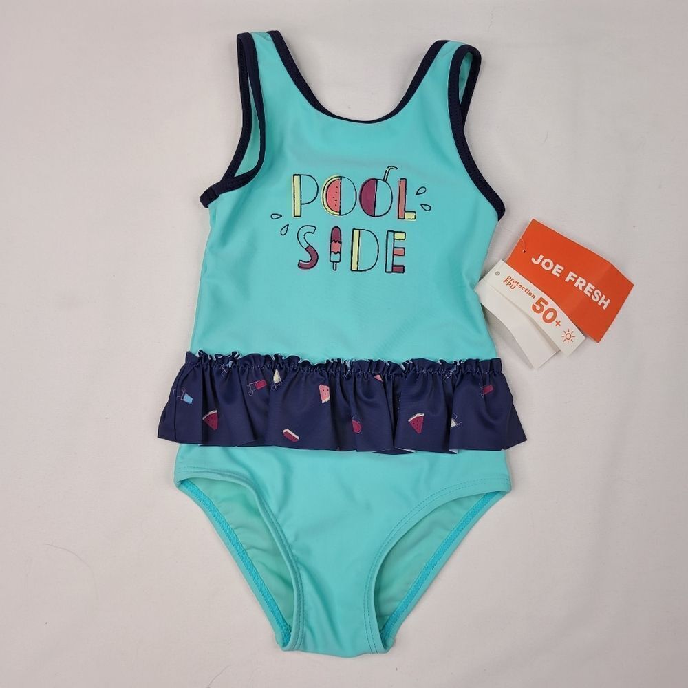 NEW 18-24 MO POOL SIDE Watermelon Popsicle blue ruffle one piece swimsuit NWT